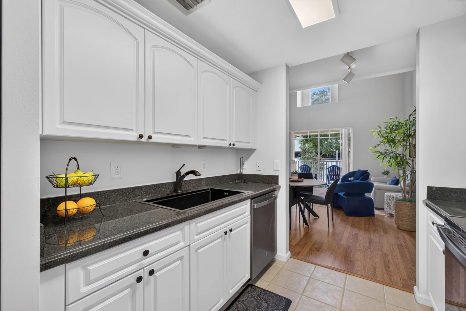 Kitchen overlooking the living area