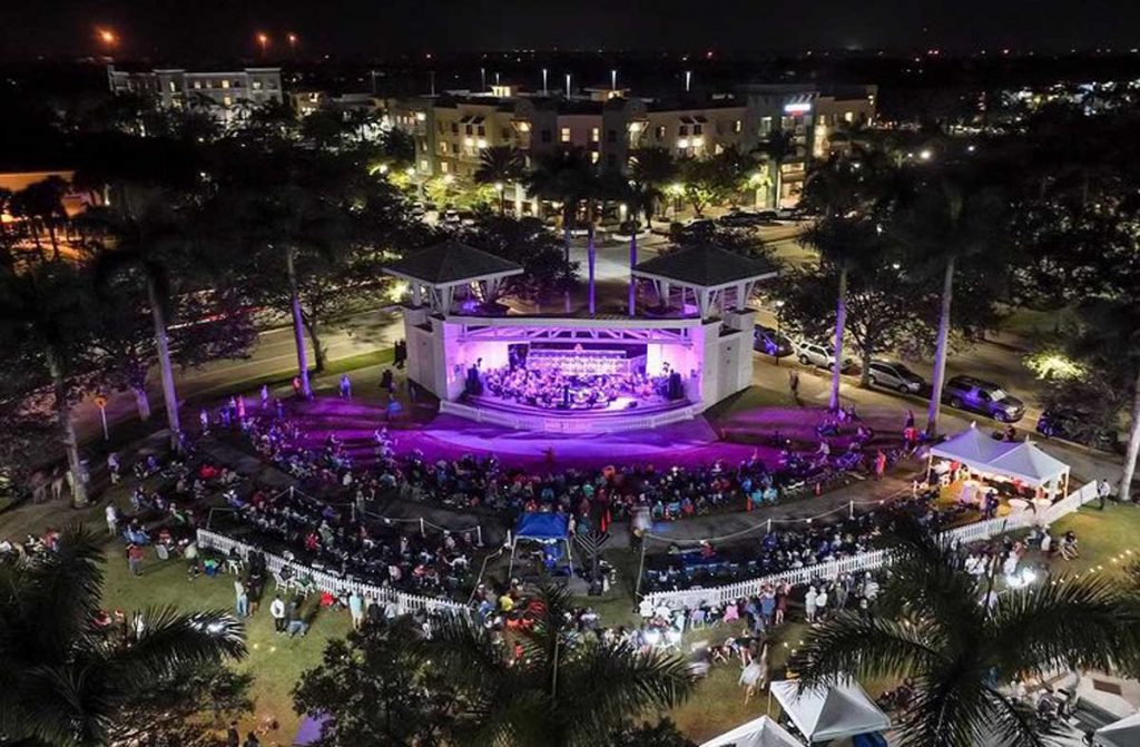 Evening entertainment at the Abacoa amphitheater