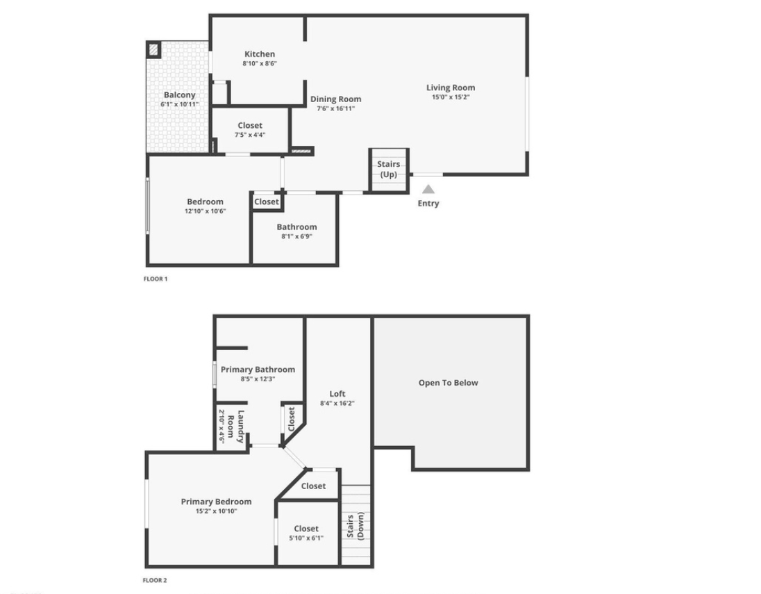Floor plan — main level and upper level with loft